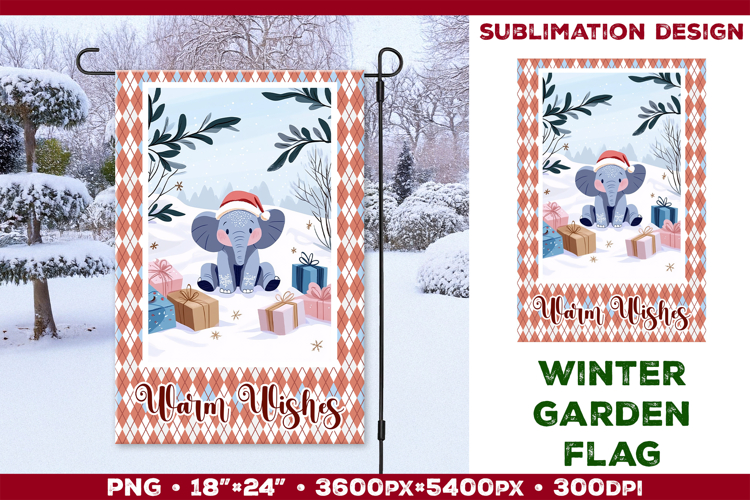 Winter Garden Flag. Christmas Garden Flag Sublimation