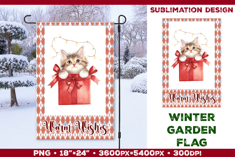 Winter Garden Flag. Christmas Garden Flag Sublimation