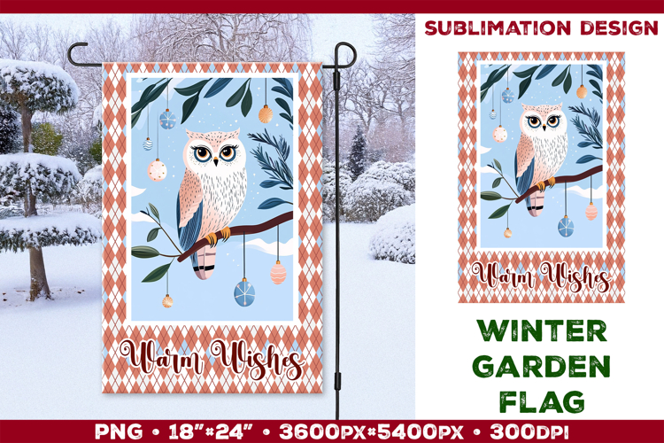 Winter Garden Flag. Christmas Garden Flag Sublimation