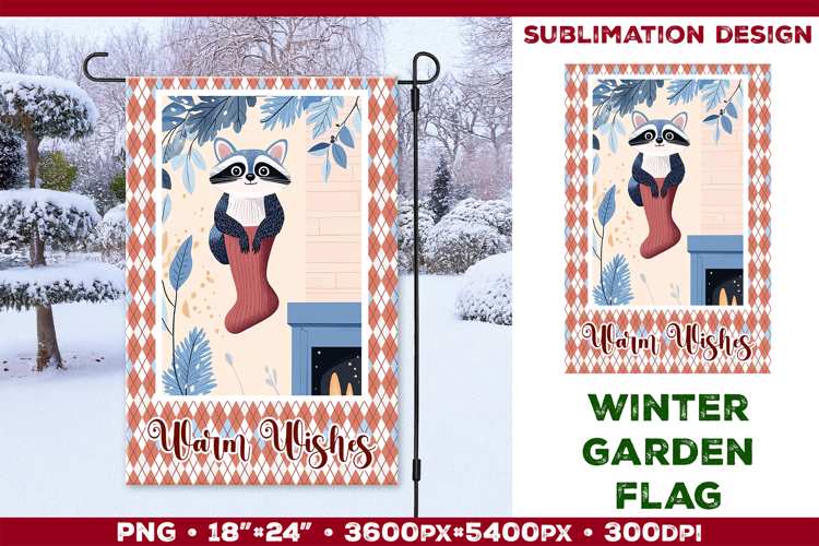 Winter Garden Flag. Christmas Garden Flag Sublimation