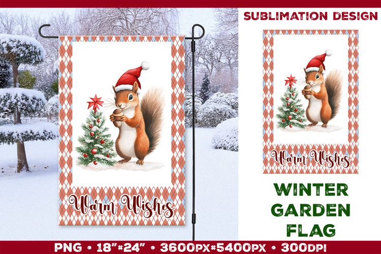 Winter Garden Flag. Christmas Garden Flag Sublimation