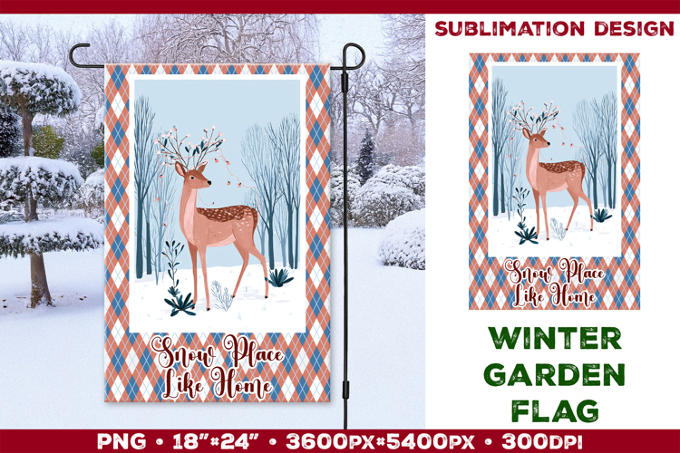 Winter Garden Flag. Christmas Garden Flag Sublimation