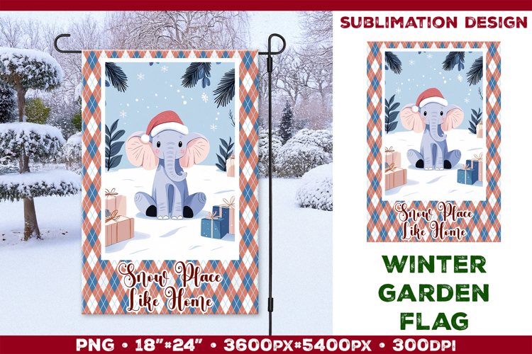 Winter Garden Flag. Christmas Garden Flag Sublimation