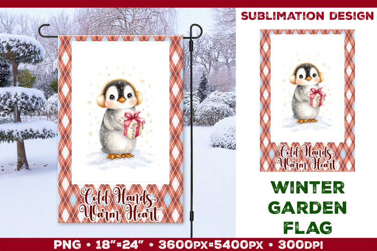 Winter Garden Flag. Christmas Garden Flag Sublimation