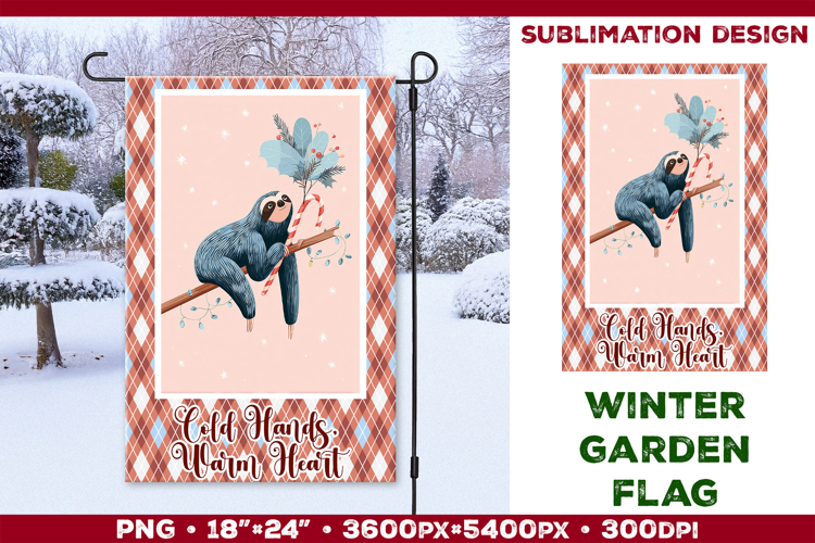 Winter Garden Flag. Christmas Garden Flag Sublimation