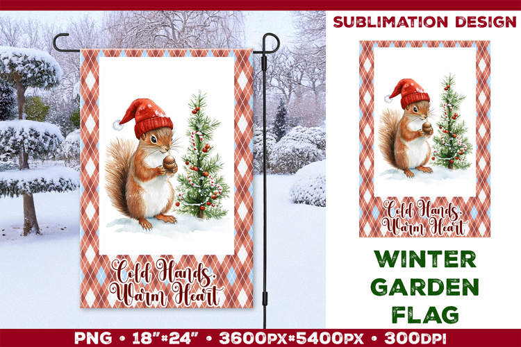 Winter Garden Flag. Christmas Garden Flag Sublimation