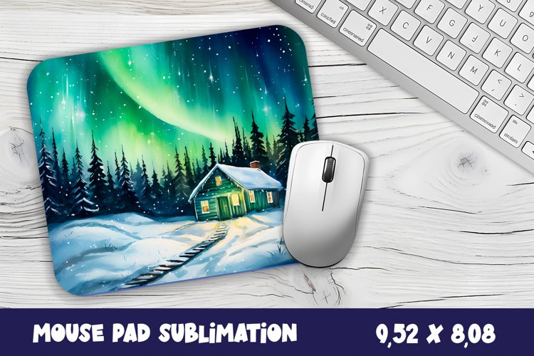 Winter Forest Mouse Pad Sublimation Design | Winter Mouse example image 1