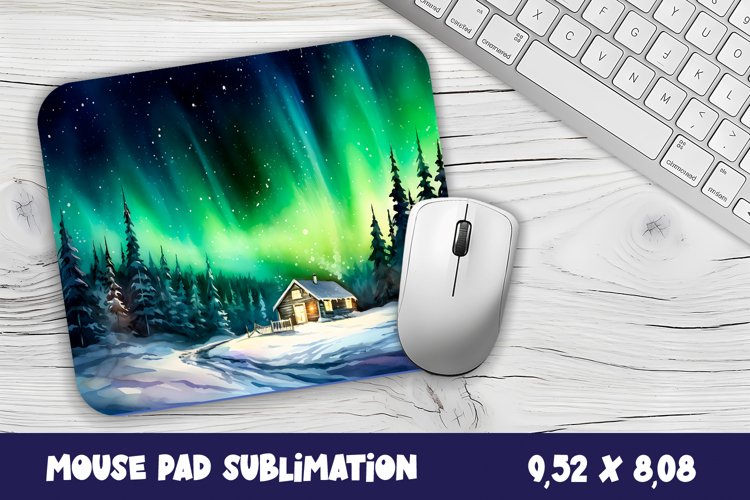 Winter Forest Mouse Pad Sublimation Design | Winter Mouse example image 1