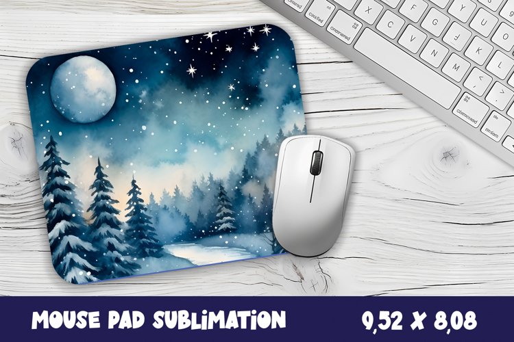 Winter Forest Mouse Pad Sublimation Design | Winter Mouse