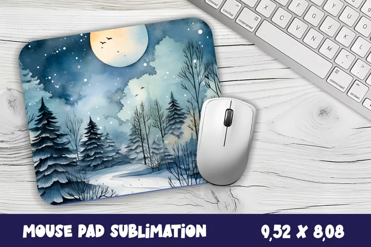 Winter Forest Mouse Pad Sublimation Design | Winter Mouse