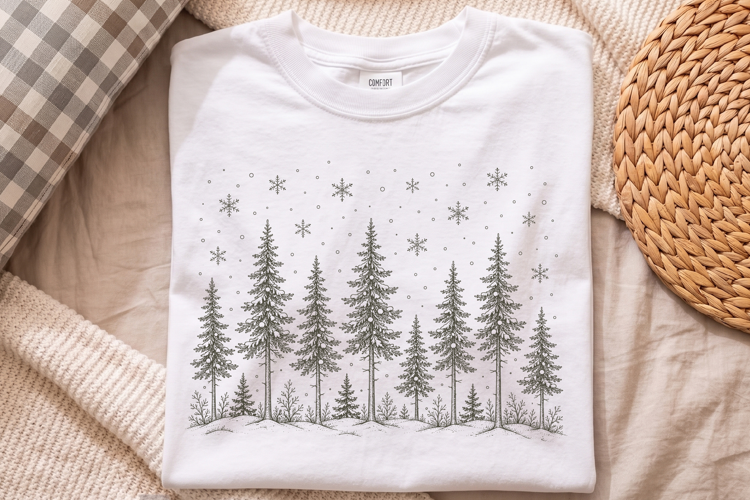 Winter Forest PNG, Minimalist Christmas Pine Tree Shirt