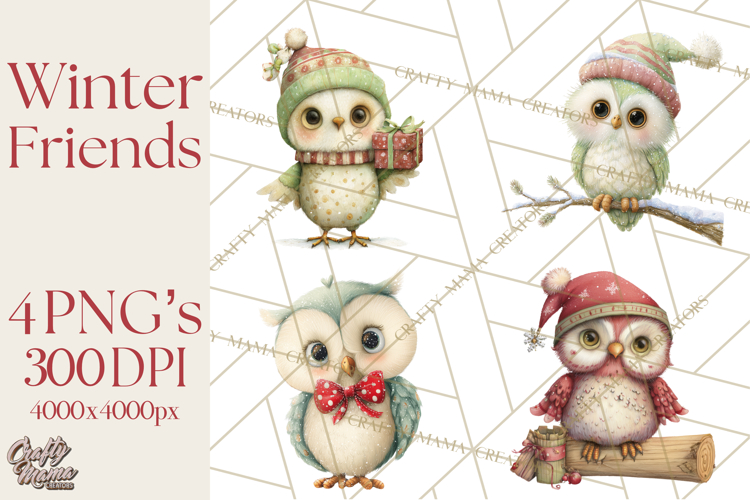 Festive Animals Clipart, Watercolor Critters Digital PNG