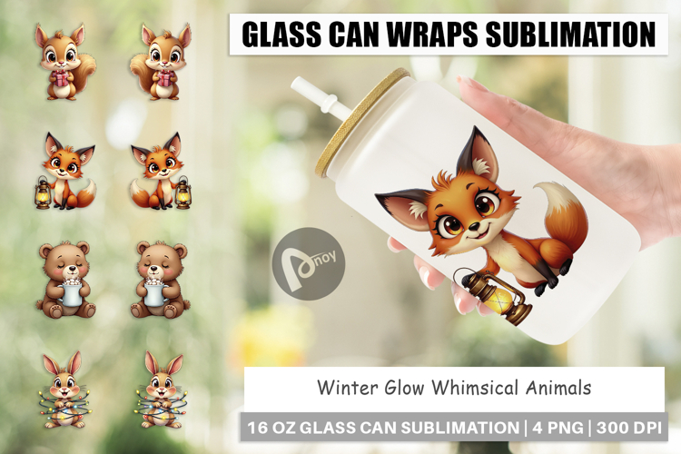 Winter Glow Whimsical Glass Can