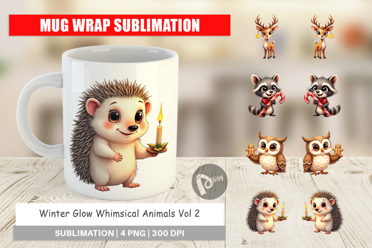 Winter Glow Whimsical Animals Mug Wrap