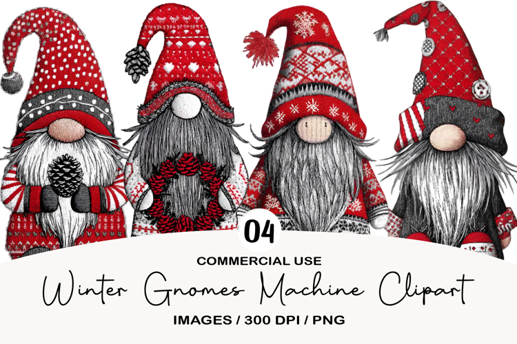 Winter Gnomes Machine Clipart