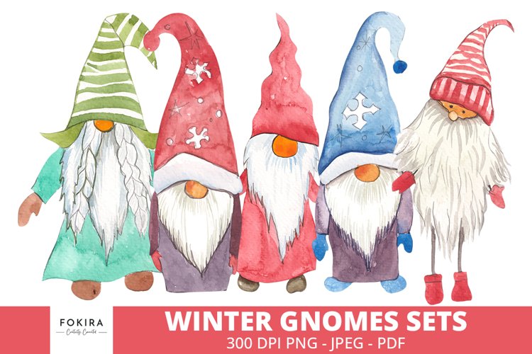 Watercolor Winter Gnomes Sets example image 1