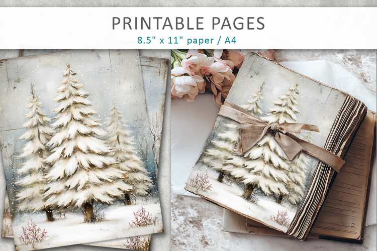 winter junk journal, grunge winter paper