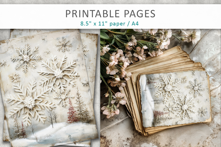 winter pages, christmas junk journal