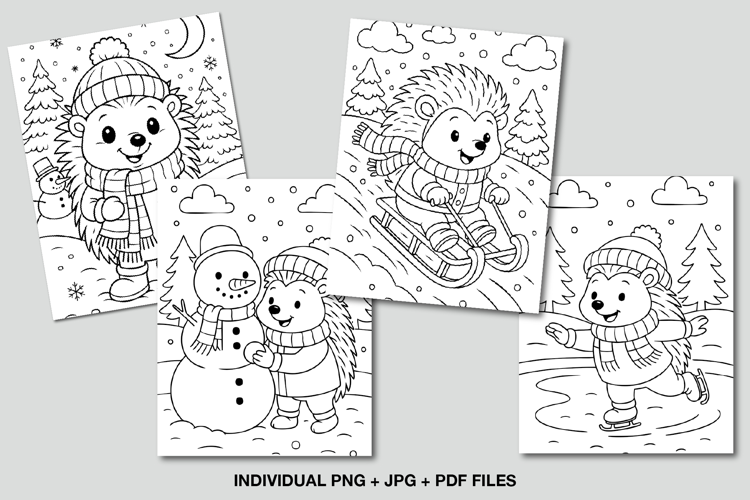 Winter Hedgehog Coloring Pages for Kids
