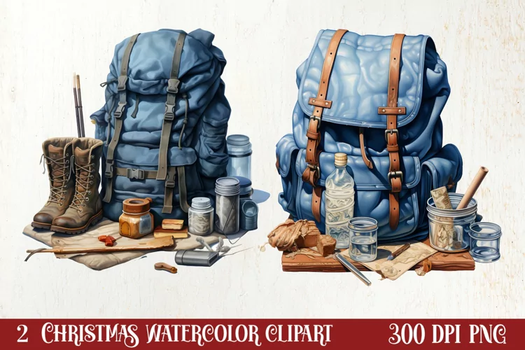 Winter Hiking Clipart Sublimation, Christmas PNG