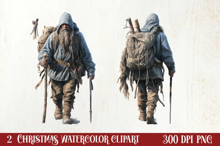 Winter Hiking Clipart Sublimation, Christmas PNG