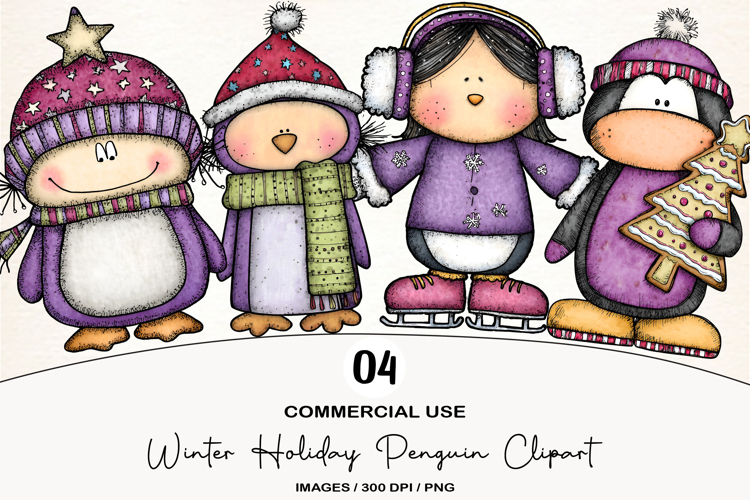 Winter Holiday Penguin Clipart