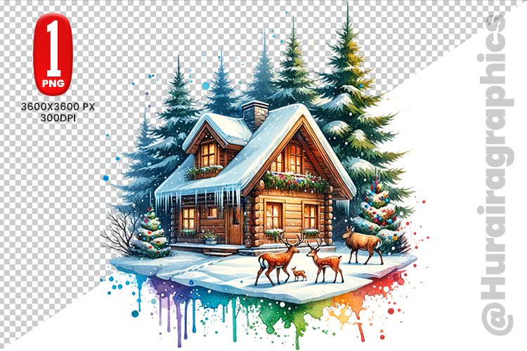 Winter House Clipart - PNG File