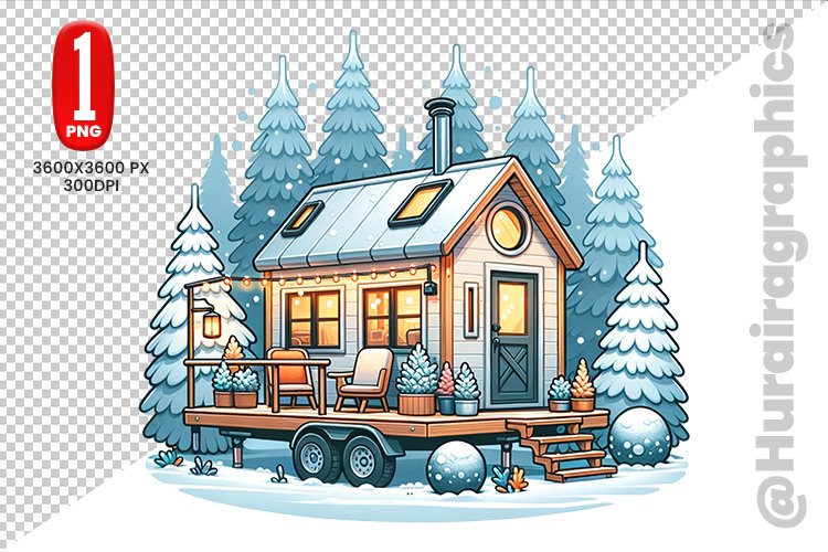 Winter House Clipart - PNG File