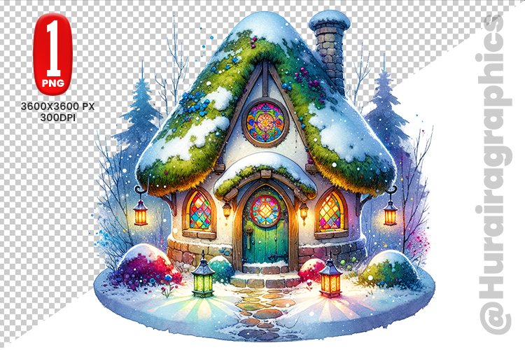 Winter House Clipart - PNG File