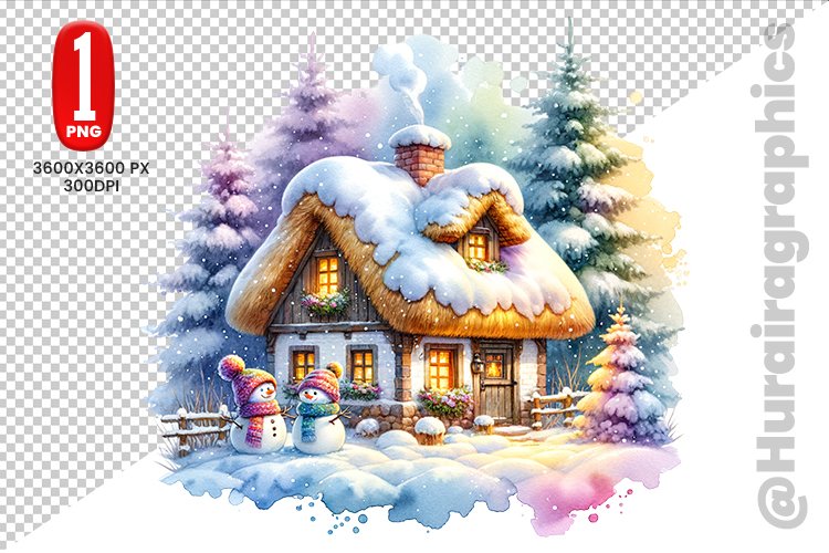 Winter House Clipart - PNG File