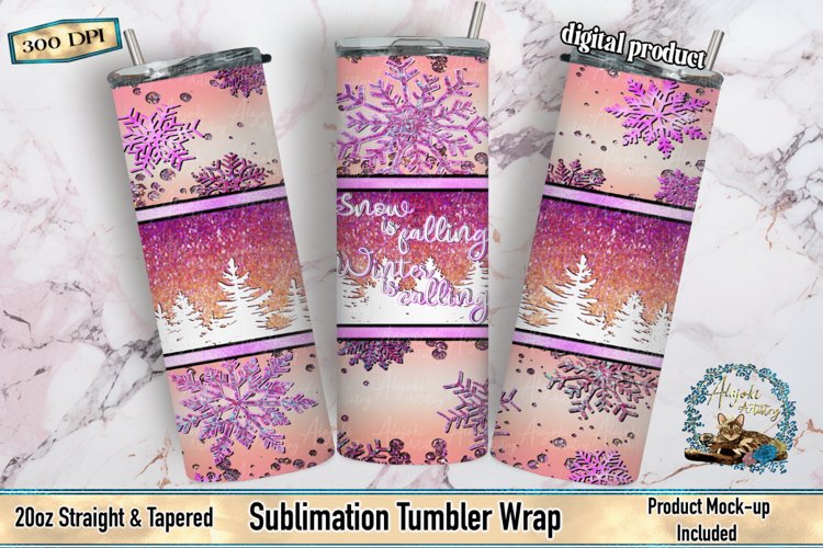 Tumbler wrap, winter is calling, snowflake sublimation