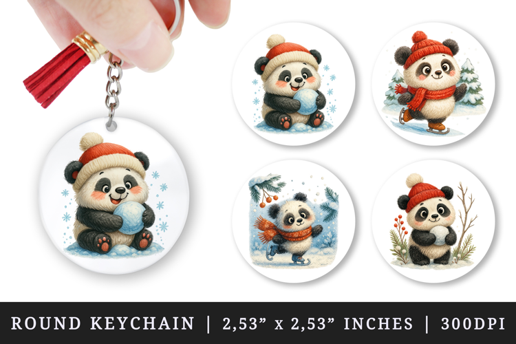 Winter round keychain pintable sublimation design png