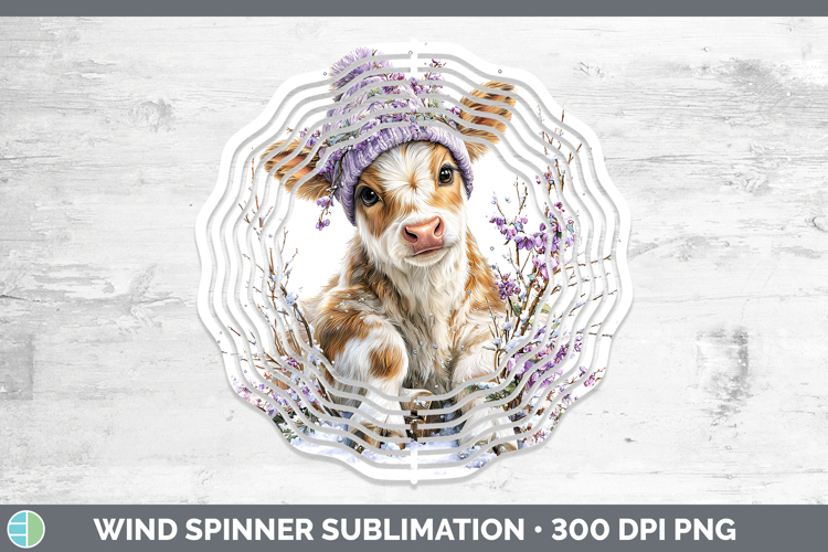 Cow Winter Knit Hat Wind Spinner Sublimation Design