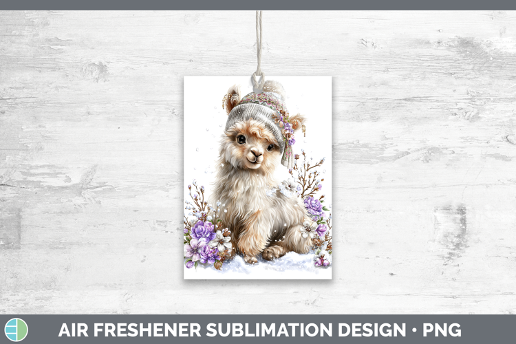LLama Winter Knit Hat Air Freshener Sublimation Design