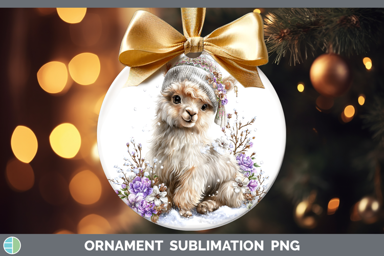 LLama Winter Knit Hat Ornament Sublimation Design