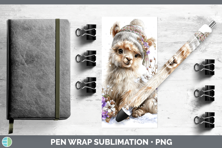 LLama Winter Knit Hat Pen Wrap Sublimation Design
