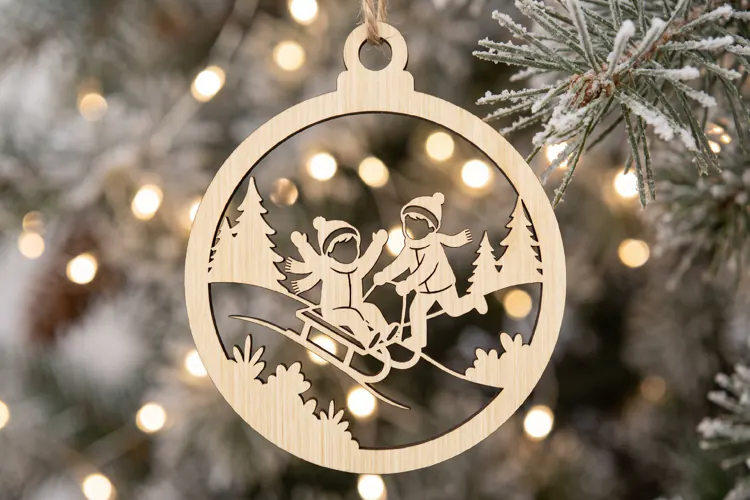 Winter Landscape Ornament SVG Laser Cut Wood Decoration