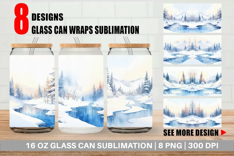 Winter Landscape Glass Can Wraps