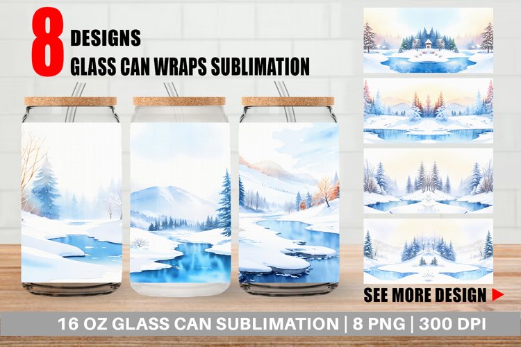 Winter Landscape Glass Can Wraps