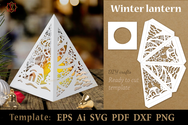 Winter lantern template/SVG/Stencil