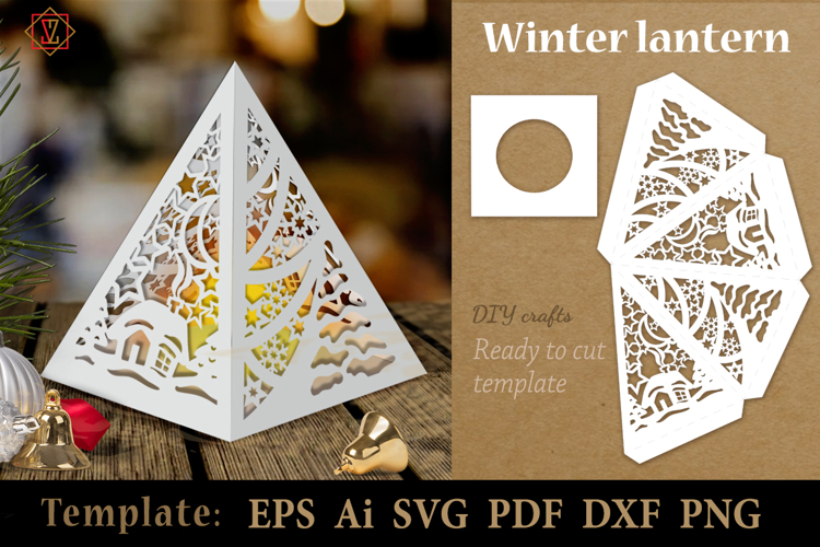 Winter lantern template/SVG/Stencil