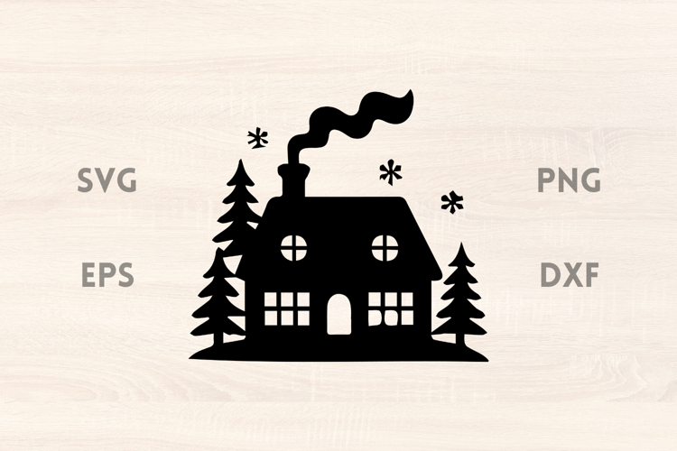 Winter House Christmas Scene SVG