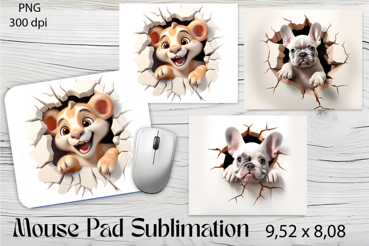 3d Dog Mouse Pad Sublimation|White Cracked Hole