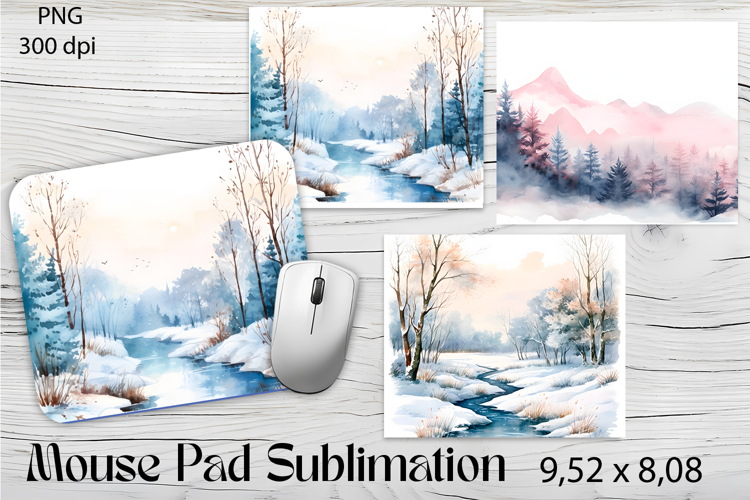 Christmas mouse pad pink winter / village sublimation