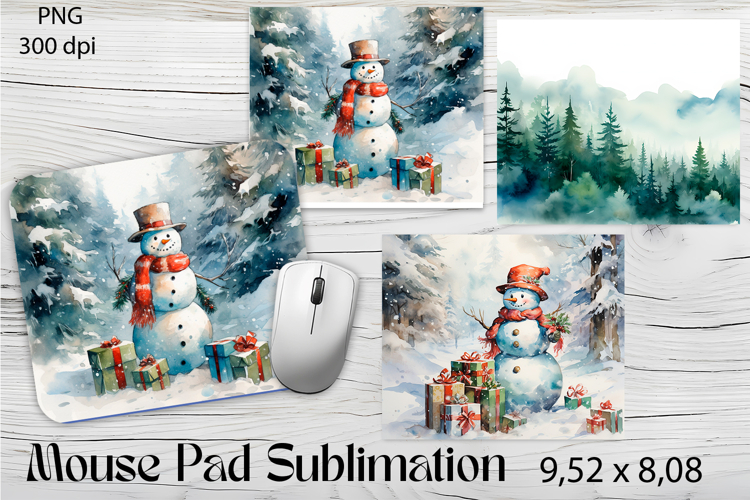 Snowman Mouse Pad Sublimation | Cute Christmas Kids Mousepad