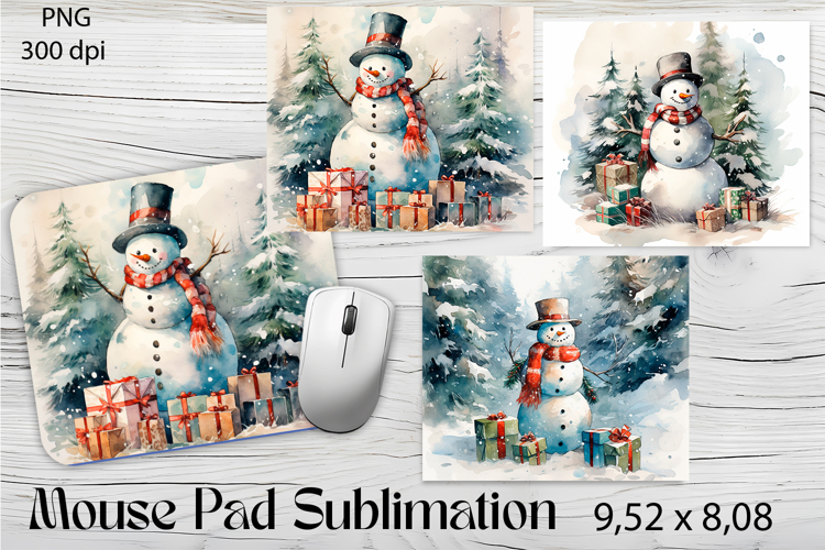 Snowman Mouse Pad Sublimation | Cute Christmas Kids Mousepad