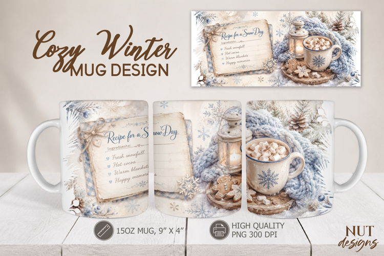 Winter Mug sublimation Hygge mug 15 oz Snow Day