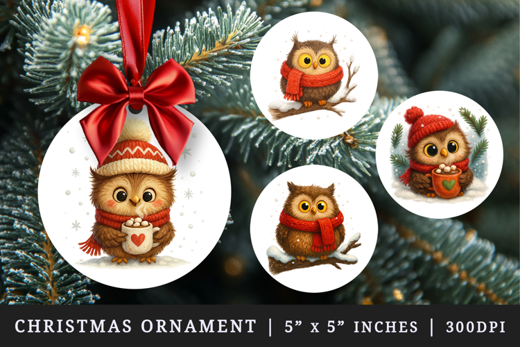 Winter round ornaments sublimation design