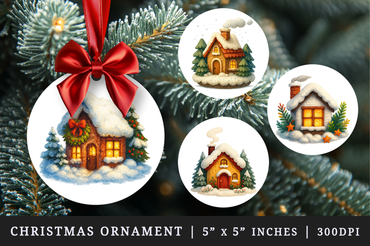 Winter round ornaments sublimation design