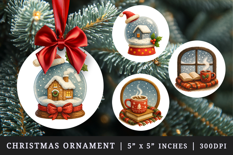 Winter round ornaments sublimation design